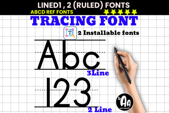 Mastering Handwriting: The Lined Ruled Tracing Duo Font